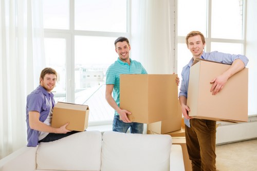 Wardrobe and fragile packing boxes used for a Stratford move