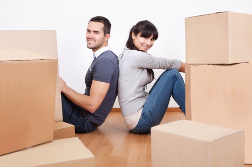 Preparing boxes and furniture for a Stratford moving truck service
