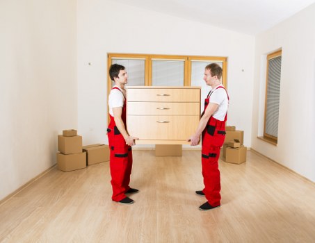 Boxes and furniture prepared for a Stratford apartment removal